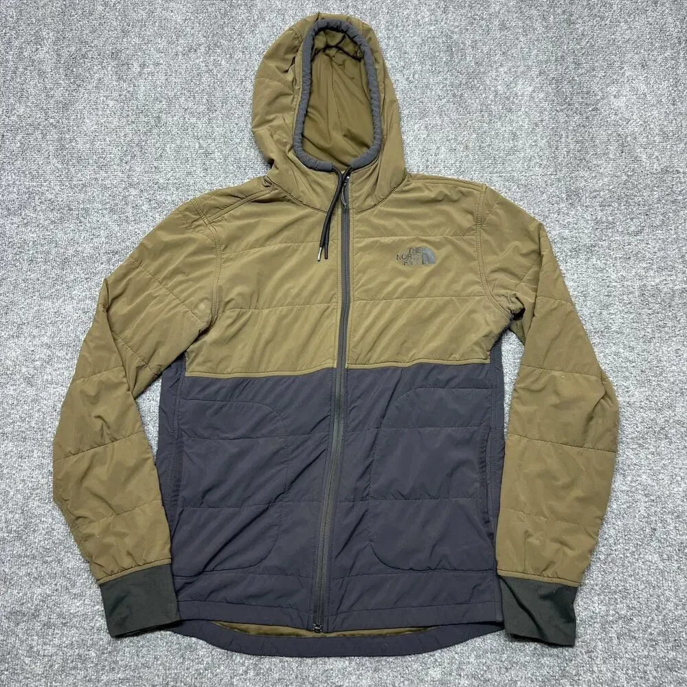 The North Face Jacket Mens Small Olive Gray Hooded Insulated Softshell NF0A3O42